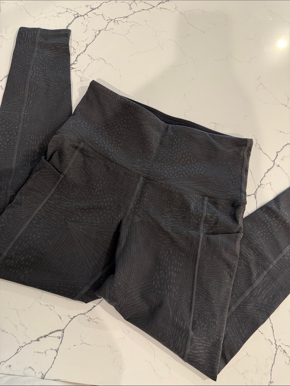 Tuff Athletics Black Patterned High-Rise Leggings
